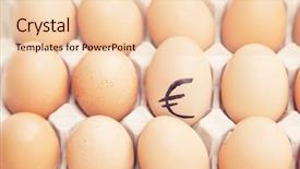  Presentation with carton for eggs - PPT layouts consisting of euro sign on egg surrounded background and a  colored foreground