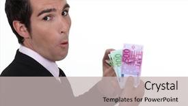  Presentation with people lost money fired businessman - Slide set featuring euro sucks - rich businessman showing off his background and a light gray colored foreground