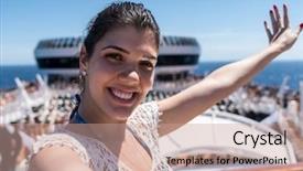  Presentation with cruise ship - Amazing theme having europe america - woman taking a selfie backdrop and a coral colored foreground