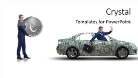  Presentation with car - Slides enhanced with europe bank - concept of car purchase background and a white colored foreground