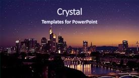  Presentation with night stars - Amazing theme having europe bank - frankfurt am main skyline backdrop and a navy blue colored foreground