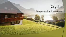  Presentation with green morning - Presentation theme featuring that glows under sunlight dramatic background and a light gray colored foreground