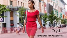  Presentation with modern chinese - Amazing PPT layouts having europe china - asian young woman walking alone backdrop and a coral colored foreground