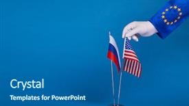  Presentation with political - Theme with two flags and hand background and a ocean colored foreground