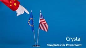  Presentation with political - Audience pleasing theme consisting of two flags and hand backdrop and a ocean colored foreground