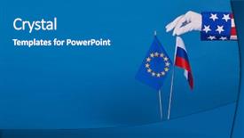  Presentation with political - Colorful presentation theme enhanced with sabotage - two flags and hand backdrop and a gray colored foreground