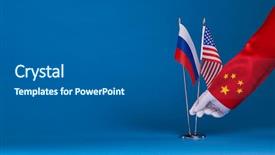  Presentation with political - Cool new slide set with international trade war - two flags and hand backdrop and a gray colored foreground