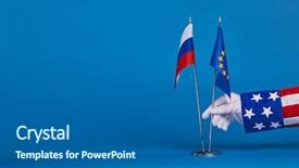  Presentation with political - Colorful presentation enhanced with international trade war - two flags and hand backdrop and a gray colored foreground