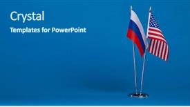  Presentation with political - Audience pleasing PPT layouts consisting of two flags on a blue backdrop and a gray colored foreground