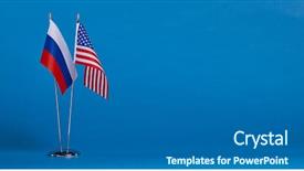  Presentation with political - Presentation consisting of international trade war - two flags on a blue background and a gray colored foreground