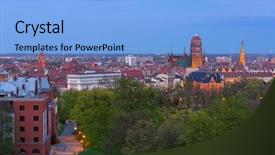  Presentation with architecture medical planning - Presentation theme with europe cities - architecture of gdansk old town background and a  colored foreground