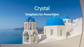  Presentation with church blue - PPT theme enhanced with europe cities - traditional blue dome church background and a  colored foreground