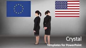  Presentation with america flag - PPT theme with europe flag or america flag background and a gray colored foreground