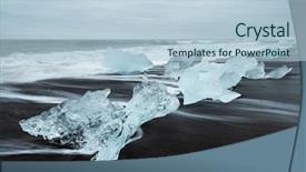  Presentation with sand ocean - Slide deck with europe iceberg on the black background and a  colored foreground