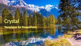  Presentation with fall lake - Presentation theme having europe lansdcape france - snow-covered alps and evergreen fir-trees background and a tawny brown colored foreground