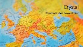  Presentation with illuminated - Presentation theme featuring europe map - illuminated school education world globe background and a yellow colored foreground