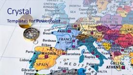  Presentation with compass map - Cool new presentation with europe map and compass - travel backdrop and a lemonade colored foreground