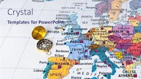  Presentation with compass map - Cool new presentation theme with europe-map-and-compass-travel backdrop and a sky blue colored foreground