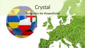  Presentation with europe - PPT theme featuring europe map from green grass background and a soft green colored foreground