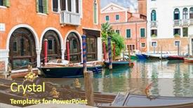  Presentation with canal - Presentation theme enhanced with europe travel - canal in venice italy background and a  colored foreground