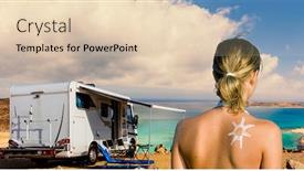  Presentation with europe - Amazing PPT layouts having europe-travel-attractive-tourist-girl backdrop and a lemonade colored foreground