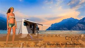  Presentation with europe - Theme having europe-travel-attractive-tourist-girl background and a red colored foreground