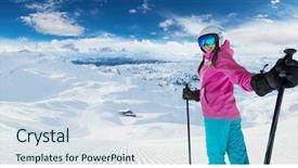  Presentation with winter sports - Presentation with european alps winter sports background and a sky blue colored foreground