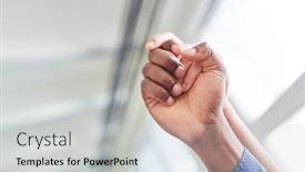  Presentation with trust - Slide set consisting of european-and-african-hand-together background and a light gray colored foreground