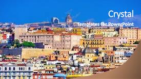  Presentation with italy - Colorful theme enhanced with european archirtecture - cagliari sardinia italy old town backdrop and a cobalt blue colored foreground