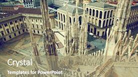  Presentation with architecture - Presentation theme enhanced with european archirtecture - milan italy architecture view background and a coral colored foreground