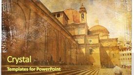  Presentation with old style vintage postcard - Slides having european archirtecture - views of florence in vintage background and a tawny brown colored foreground