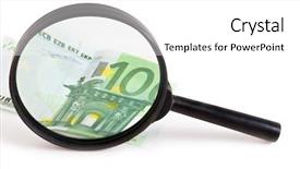  Presentation with isolation - Beautiful slide set featuring european banknote through a magnifier isolation over white backdrop and a white colored foreground