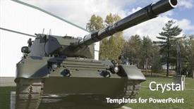  Presentation with battle field - Theme featuring european-built main battle tank background and a tawny brown colored foreground