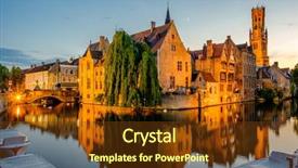  Presentation with water wells - PPT theme consisting of european cities - bruges brugge cityscape with water background and a tawny brown colored foreground