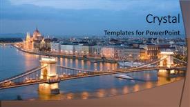  Presentation with budapest - Presentation design consisting of european cities - budapest night view of chain background and a light blue colored foreground