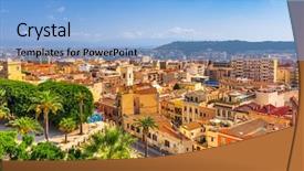  Presentation with cityscape - Slide deck enhanced with european cities - cagliari sardinia italy cityscape background and a light blue colored foreground