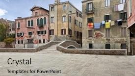  Presentation with venice - PPT layouts having european cities - characteristic street of venice background and a light gray colored foreground