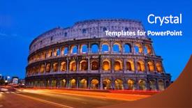  Presentation with rome italy - PPT theme having european cities - colosseum or coloseum at dusk background and a cobalt blue colored foreground