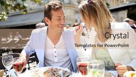  Presentation with lunch - Cool new theme with european cities - couple eating lunch at restaurant backdrop and a coral colored foreground