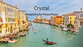  Presentation with canal - Beautiful PPT theme featuring european cities - gondola on grand canal backdrop and a light blue colored foreground