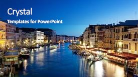  Presentation with canal - Presentation design featuring european cities - grand canal in venice italy background and a teal colored foreground