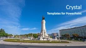 Presentation with roundabout - Colorful PPT theme enhanced with european cities - marques de pombal square backdrop and a teal colored foreground