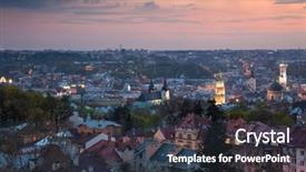  Presentation with panoramic - Slide set with european cities - panoramic aerial view of old background and a tawny brown colored foreground