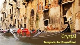  Presentation with venice - Presentation enhanced with european cities - traditional venice gondola ride background and a tawny brown colored foreground