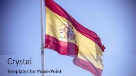  Presentation with colon - Cool new PPT theme with european colonization - spanish national flag plaza de backdrop and a light blue colored foreground