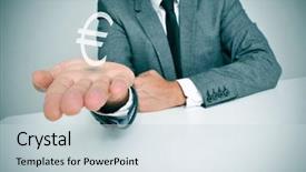  Presentation with euro - Slide deck enhanced with euro sign in his hand background and a lemonade colored foreground