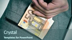  Presentation with euro - Beautiful PPT theme featuring underground economy - man wearing a suit getting backdrop and a ocean colored foreground