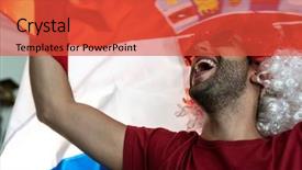  Presentation with flag - Beautiful slide deck featuring european countries - croatian fan celebrating with flag backdrop and a red colored foreground