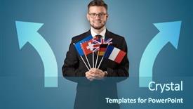  Presentation with target - PPT theme consisting of european countries - handsome young boy choosing target background and a ocean colored foreground