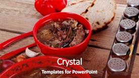  Presentation with beef meat soup - Slide deck enhanced with european countries - home style beef meat soup background and a tawny brown colored foreground